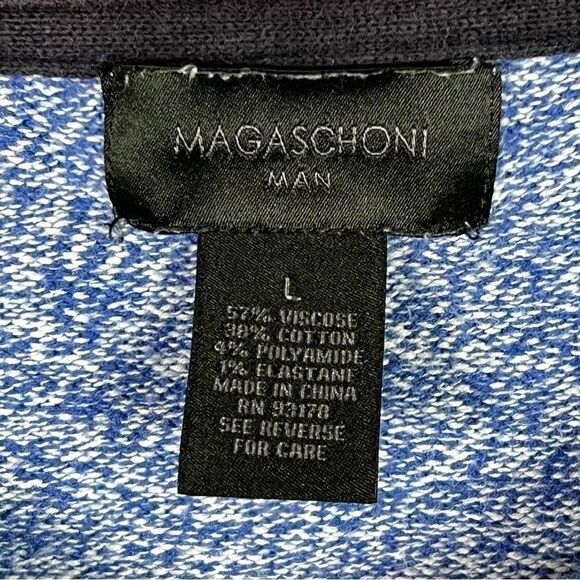 Magaschoni Marled Blue White Crewneck Long Sleeve Pullover Sweater Men’s Large - Picture 5 of 7